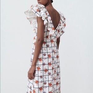 Zara floral plaid midi dress Sm NWT